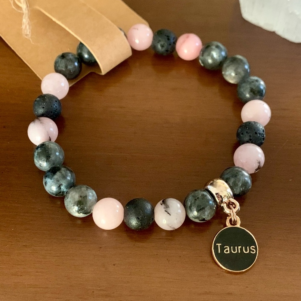 Zodiac gemstone stretchy bracelet by My BrownDog. Taurus April 21- May 21